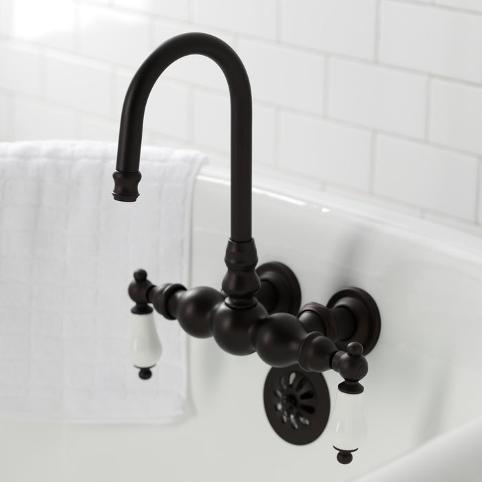 Kingston Heirloom CA5T5 - Vintage Two-Handle 2-Hole Tub Wall Mount Clawfoot Tub Faucet, Oil Rubbed Bronze