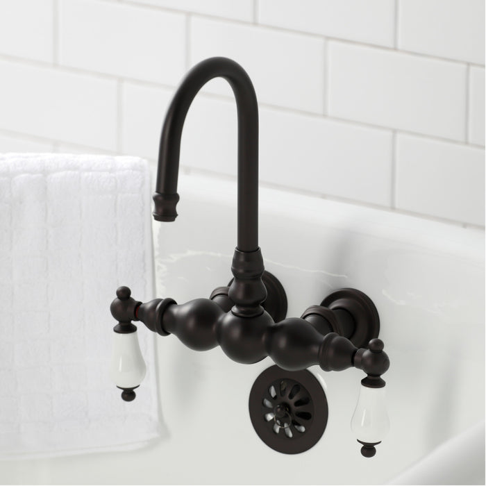 Kingston Heirloom CA5T5 - Vintage Two-Handle 2-Hole Tub Wall Mount Clawfoot Tub Faucet, Oil Rubbed Bronze