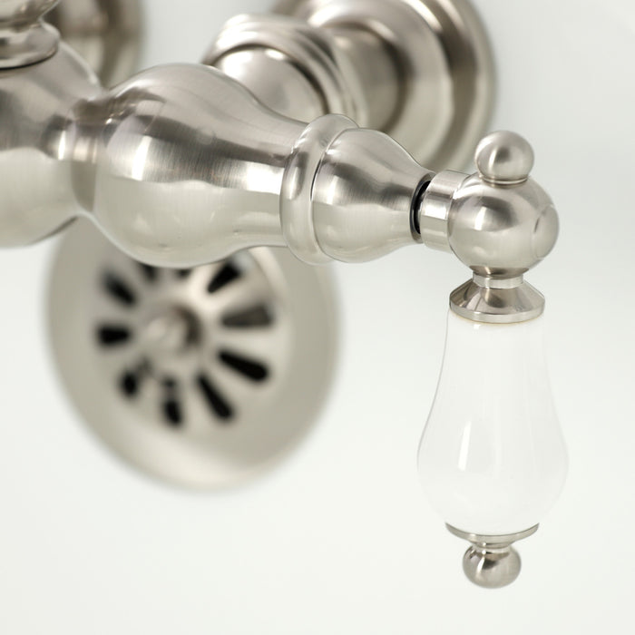 Kingston Heirloom CA5T8 - Vintage Two-Handle 2-Hole Tub Wall Mount Clawfoot Tub Faucet, Brushed Nickel