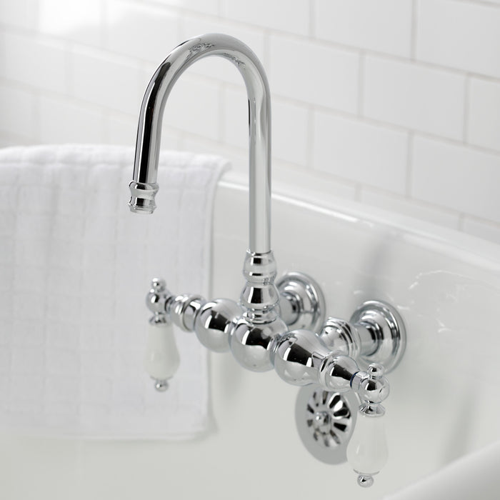Kingston Heirloom CA6T1 - Vintage Two-Handle 2-Hole Tub Wall Mount Clawfoot Tub Faucet, Polished Chrome