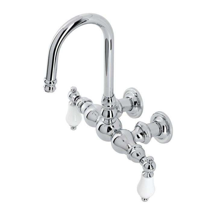 Kingston Heirloom CA6T1 - Vintage Two-Handle 2-Hole Tub Wall Mount Clawfoot Tub Faucet, Polished Chrome