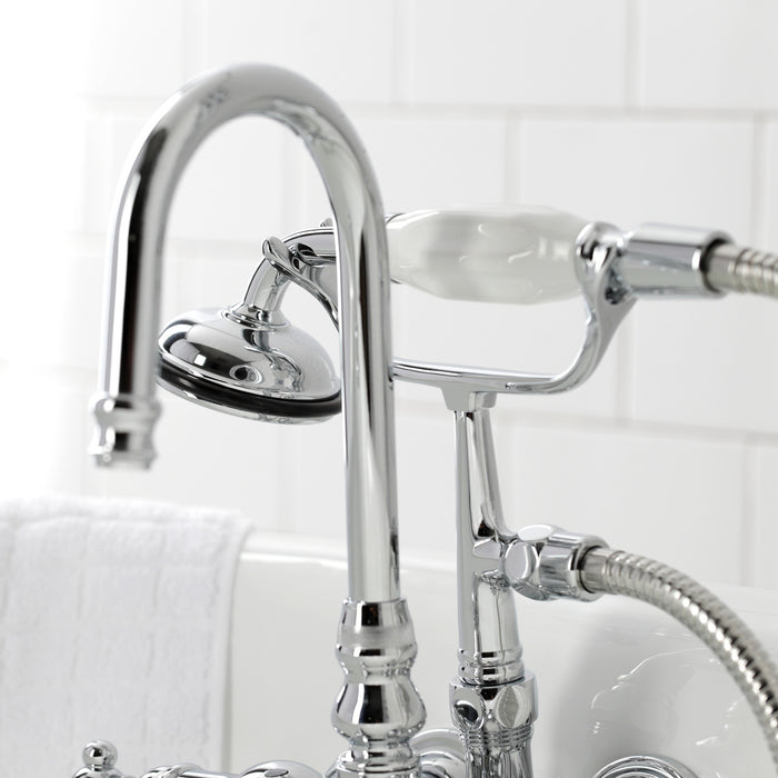 Vintage CA8T1 Three-Handle 2-Hole Tub Wall Mount Clawfoot Tub Faucet with Hand Shower, Polished Chrome