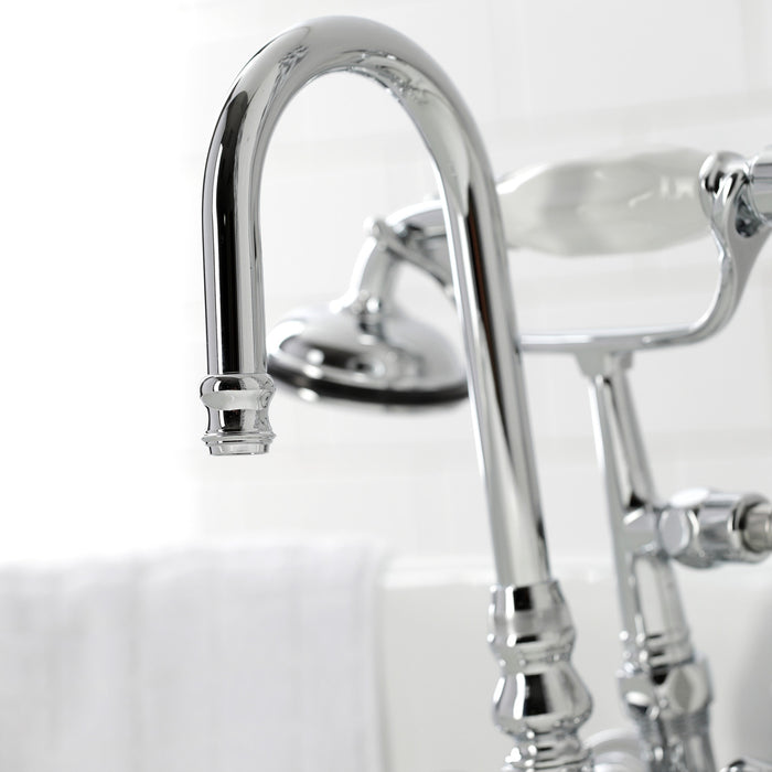 Vintage CA8T1 Three-Handle 2-Hole Tub Wall Mount Clawfoot Tub Faucet with Hand Shower, Polished Chrome