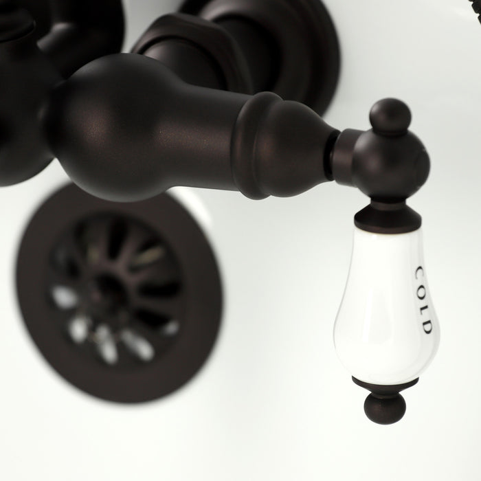 Kingston Heirloom CA9T5 - Vintage Three-Handle 2-Hole Tub Wall Mount Clawfoot Tub Faucet with Hand Shower, Oil Rubbed Bronze