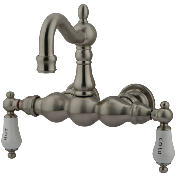 Kingston Heirloom CC1003T8 - Vintage Two-Handle 2-Hole Tub Wall Mount Clawfoot Tub Faucet, Brushed Nickel