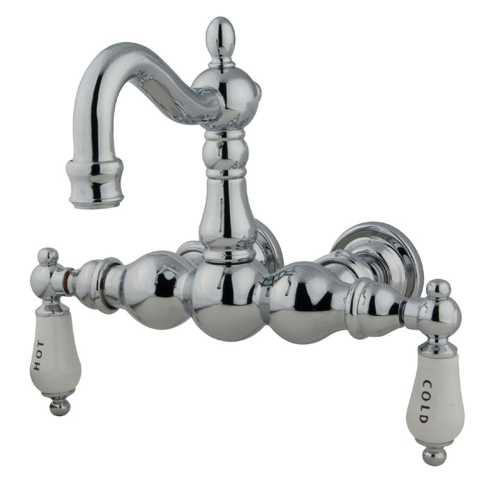 Kingston Heirloom CC1004T1 - Vintage Two-Handle 2-Hole Tub Wall Mount Clawfoot Tub Faucet, Polished Chrome