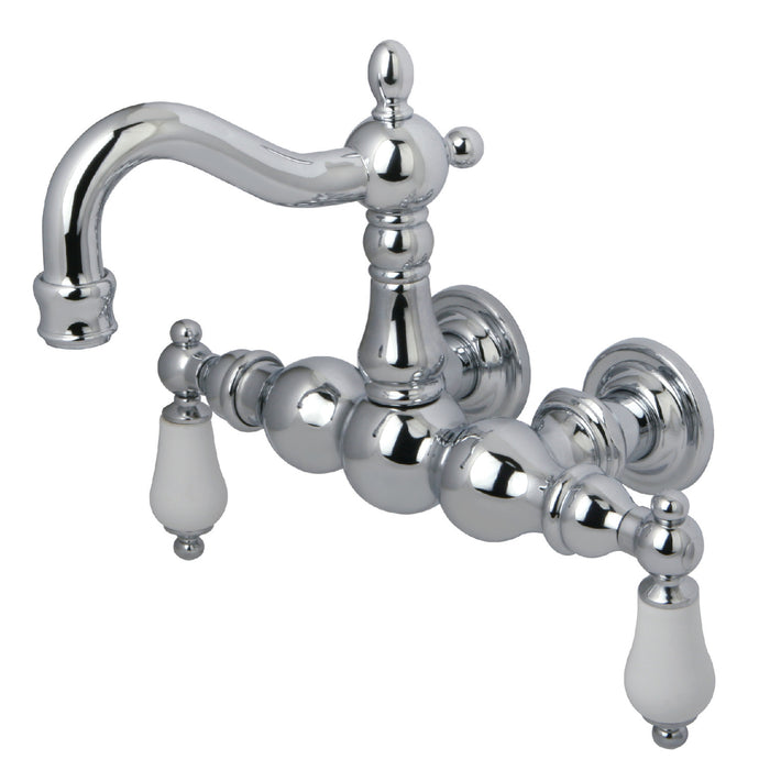 Kingston Heirloom CC1006T1 - Vintage Two-Handle 2-Hole Tub Wall Mount Clawfoot Tub Faucet, Polished Chrome