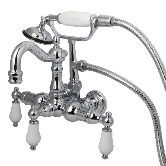 Vintage CC1012T1 Three-Handle 2-Hole Tub Wall Mount Clawfoot Tub Faucet with Hand Shower, Polished Chrome
