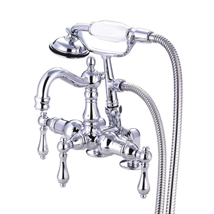Vintage CC1014T1 Three-Handle 2-Hole Deck Mount Clawfoot Tub Faucet with Hand Shower, Polished Chrome
