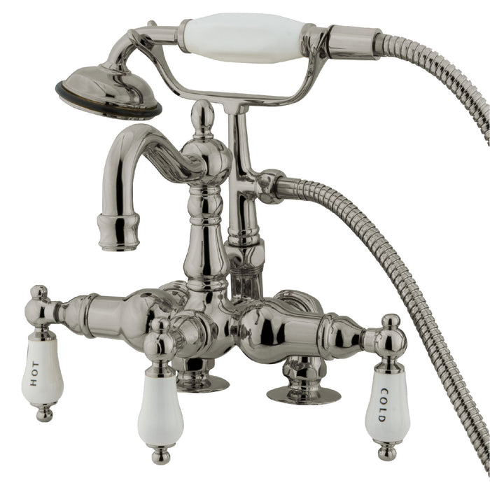 Vintage CC1017T8 Three-Handle 2-Hole Deck Mount Clawfoot Tub Faucet with Hand Shower, Brushed Nickel