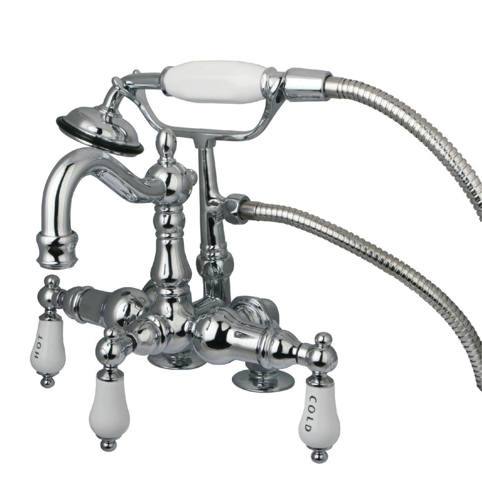 Vintage CC1018T1 Three-Handle 2-Hole Deck Mount Clawfoot Tub Faucet with Hand Shower, Polished Chrome