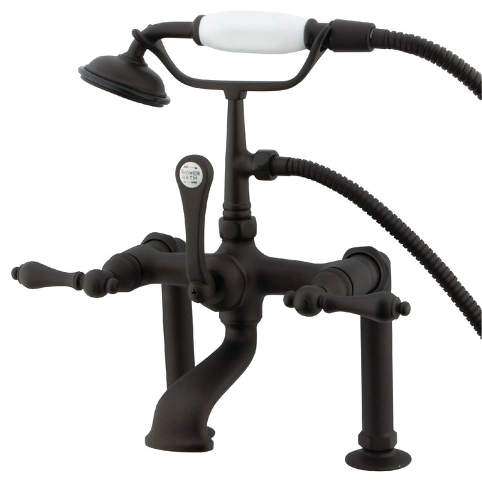 Vintage CC103T5 Three-Handle 2-Hole Deck Mount Clawfoot Tub Faucet with Hand Shower, Oil Rubbed Bronze