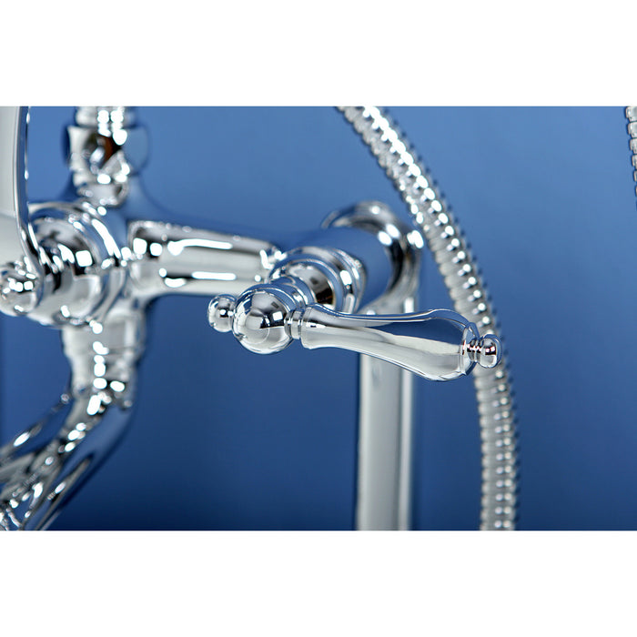 Kingston Heirloom CC104T1 - Vintage Three-Handle 2-Hole Deck-Mount Clawfoot Tub Faucet with Hand Shower, Polished Chrome