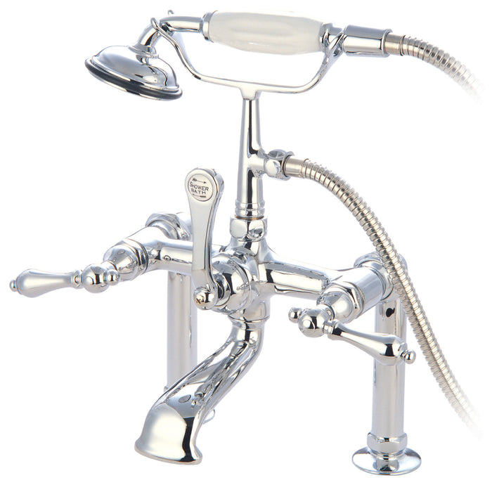 Vintage CC104T1 Three-Handle 2-Hole Deck Mount Clawfoot Tub Faucet with Hand Shower, Polished Chrome