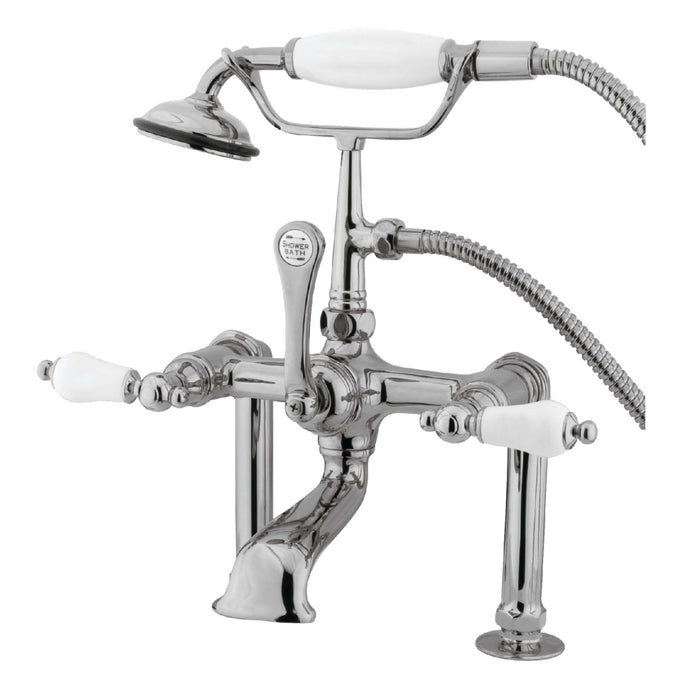 Vintage CC106T1 Three-Handle 2-Hole Deck Mount Clawfoot Tub Faucet with Hand Shower, Polished Chrome