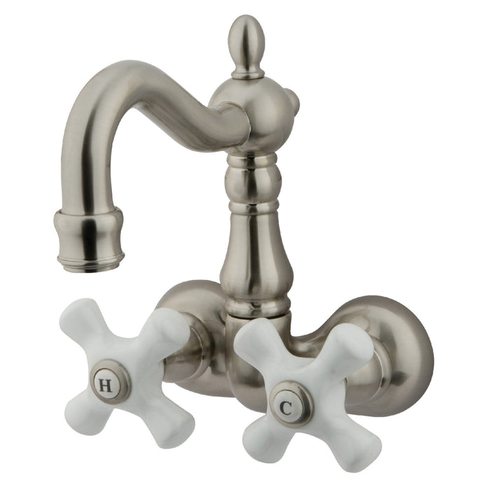 Kingston Heirloom CC1079T8 - Vintage Two-Handle 2-Hole Tub Wall Mount Clawfoot Tub Faucet, Brushed Nickel