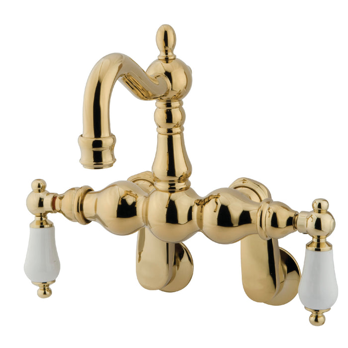 Kingston Heirloom CC1083T2 - Vintage Two-Handle 2-Hole Tub Wall Mount Clawfoot Tub Faucet, Polished Brass
