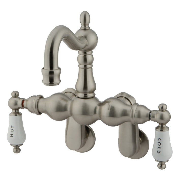 Kingston Heirloom CC1085T8 - Vintage Two-Handle 2-Hole Tub Wall Mount Clawfoot Tub Faucet, Brushed Nickel