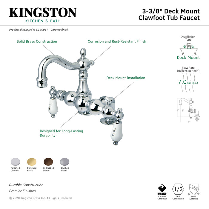Vintage CC1095T5 Two-Handle 2-Hole Deck Mount Clawfoot Tub Faucet, Oil Rubbed Bronze