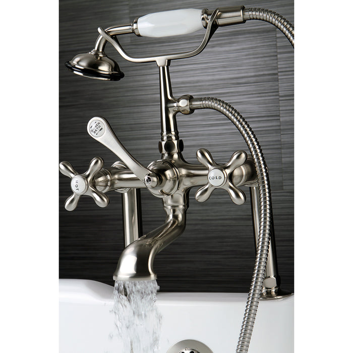 Vintage CC109T8 Three-Handle 2-Hole Deck Mount Clawfoot Tub Faucet with Hand Shower, Brushed Nickel