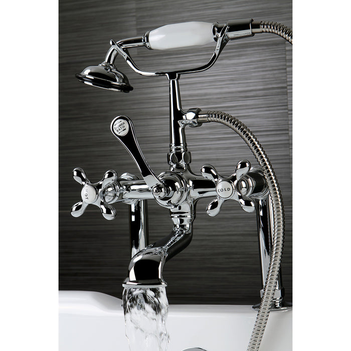 Kingston Heirloom CC110T1 - Vintage Three-Handle 2-Hole Deck-Mount Clawfoot Tub Faucet with Hand Shower, Polished Chrome