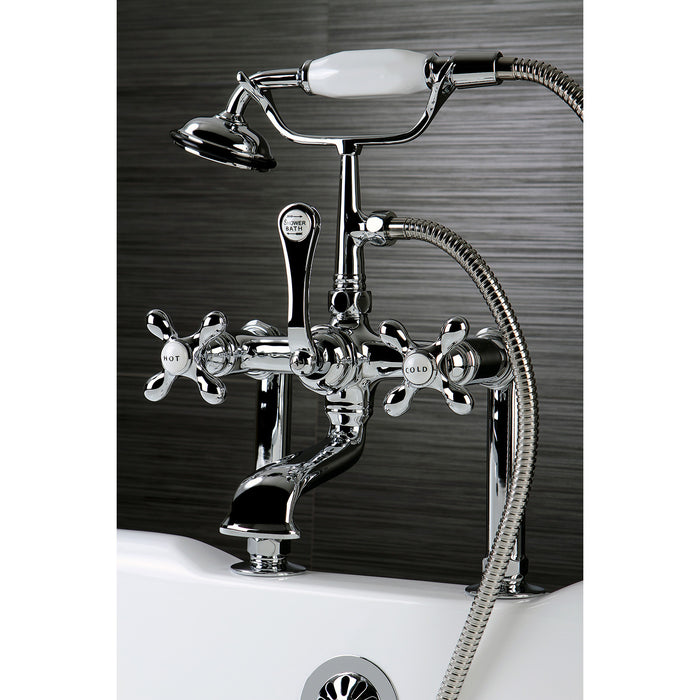 Vintage CC110T1 Three-Handle 2-Hole Deck Mount Clawfoot Tub Faucet with Hand Shower, Polished Chrome