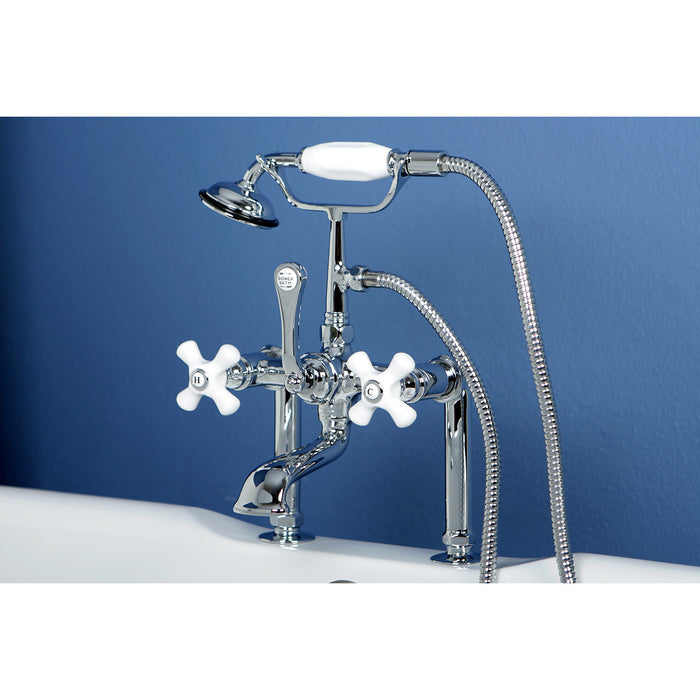 Vintage CC112T1 Three-Handle 2-Hole Deck Mount Clawfoot Tub Faucet with Hand Shower, Polished Chrome