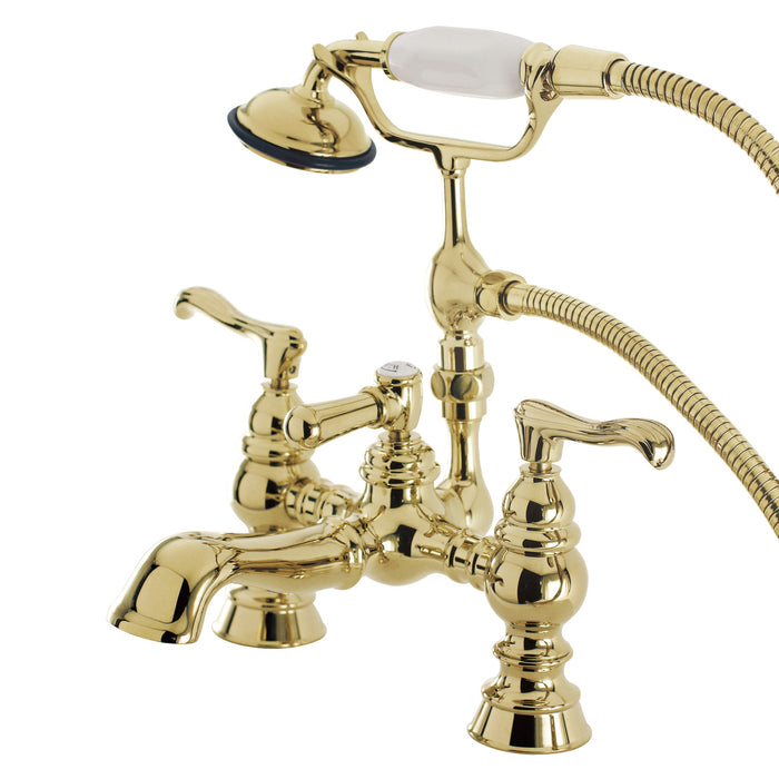 Vintage CC1152T2 Two-Handle 2-Hole Deck Mount Clawfoot Tub Faucet with Hand Shower, Polished Brass