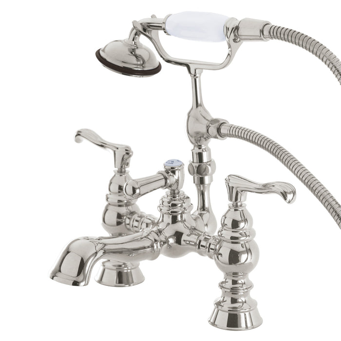 Vintage CC1152T8 Two-Handle 2-Hole Deck Mount Clawfoot Tub Faucet with Hand Shower, Brushed Nickel