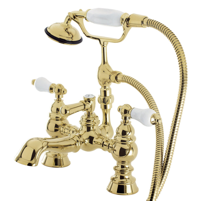 Vintage CC1156T2 Two-Handle 2-Hole Deck Mount Clawfoot Tub Faucet with Hand Shower, Polished Brass