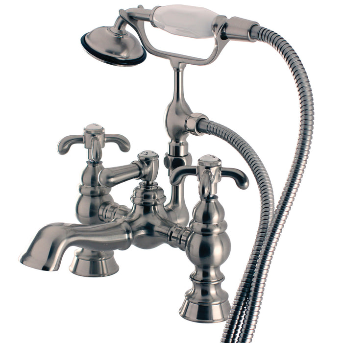 Vintage CC1158T8 Two-Handle 2-Hole Deck Mount Clawfoot Tub Faucet with Hand Shower, Brushed Nickel