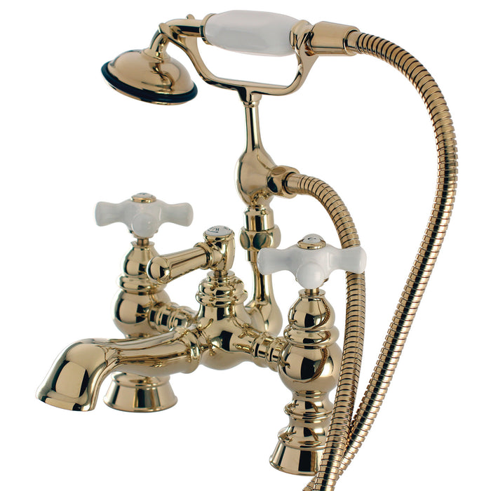 Vintage CC1160T2 Two-Handle 2-Hole Deck Mount Clawfoot Tub Faucet with Hand Shower, Polished Brass