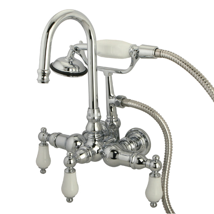 Vintage CC12T1 Three-Handle 2-Hole Tub Wall Mount Clawfoot Tub Faucet with Hand Shower, Polished Chrome