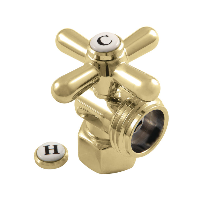 Kingston Heirloom CC13002X - Vintage 1/2-Inch FIP x 3/4-Inch Hose Thread Quarter-Turn Angle Shut-Off Valve, for Washing Machine, Polished Brass