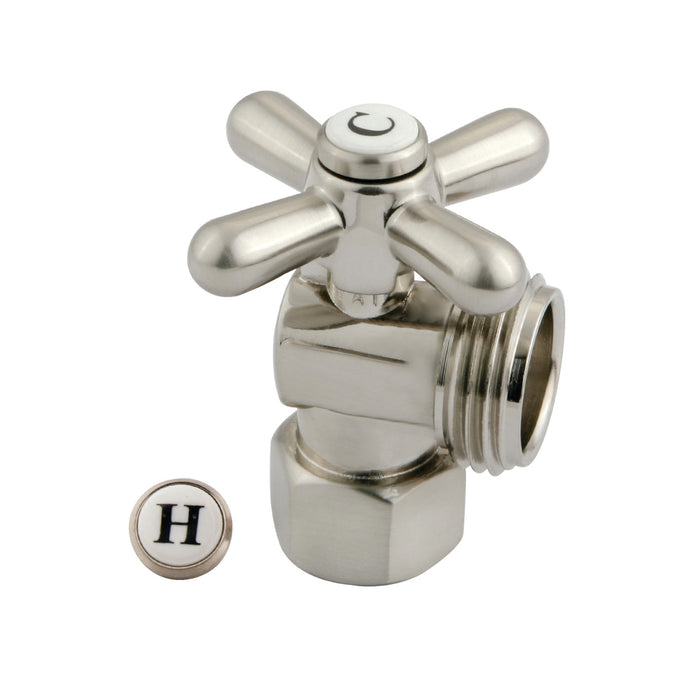 Kingston Heirloom CC13008X - Vintage 1/2-Inch FIP x 3/4-Inch Hose Thread Quarter-Turn Angle Shut-Off Valve, for Washing Machine, Brushed Nickel