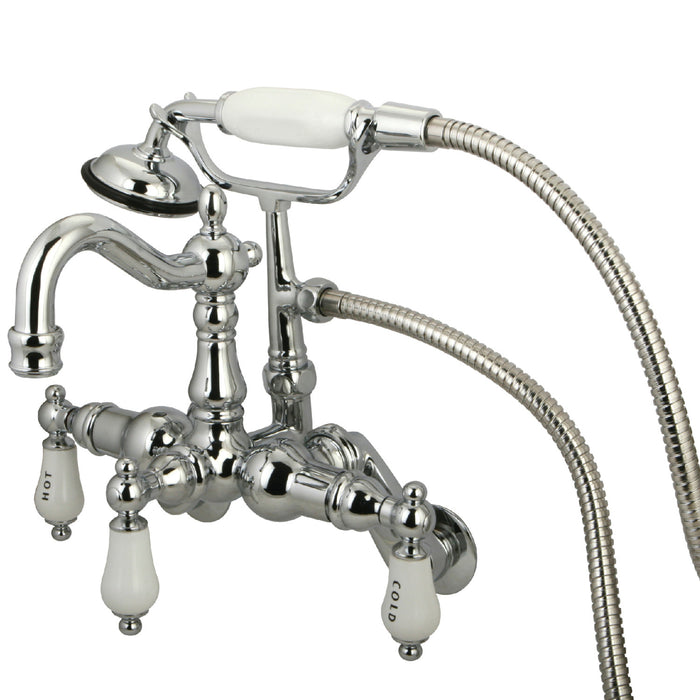 Vintage CC1304T1 Three-Handle 2-Hole Tub Wall Mount Clawfoot Tub Faucet with Hand Shower, Polished Chrome