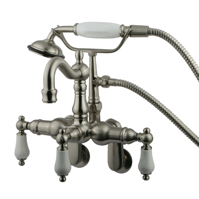 Vintage CC1305T8 Three-Handle 2-Hole Tub Wall Mount Clawfoot Tub Faucet with Hand Shower, Brushed Nickel