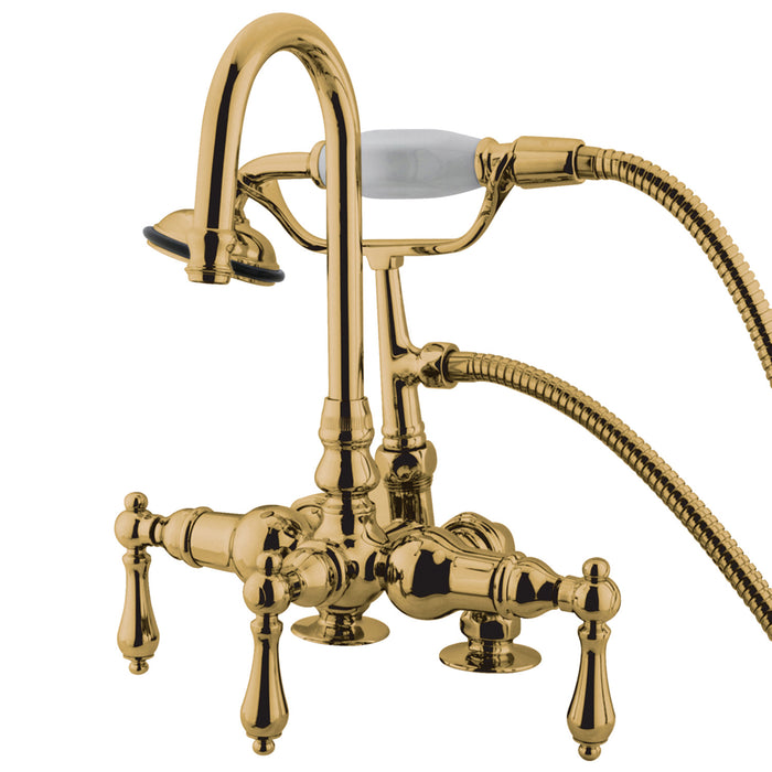 Vintage CC13T2 Three-Handle 2-Hole Deck Mount Clawfoot Tub Faucet with Hand Shower, Polished Brass