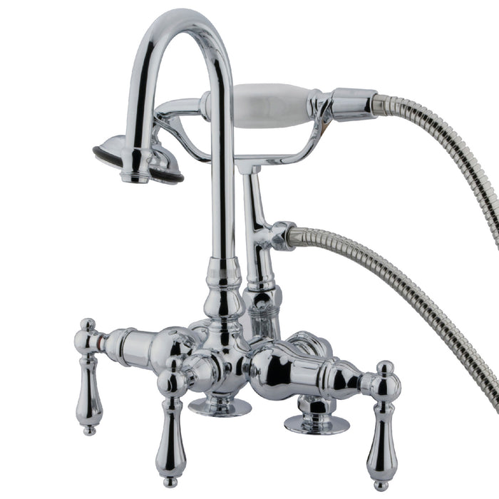 Vintage CC14T1 Three-Handle 2-Hole Deck Mount Clawfoot Tub Faucet with Hand Shower, Polished Chrome