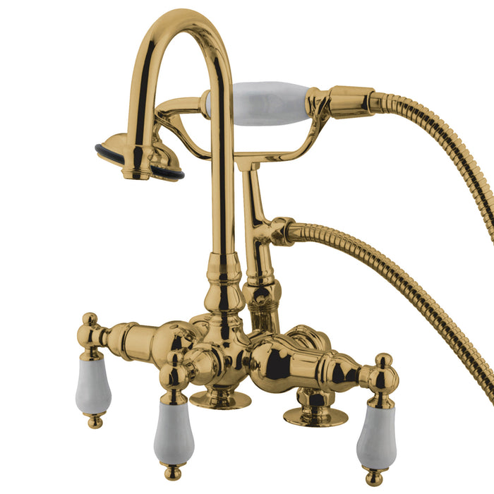 Vintage CC15T2 Three-Handle 2-Hole Deck Mount Clawfoot Tub Faucet with Hand Shower, Polished Brass