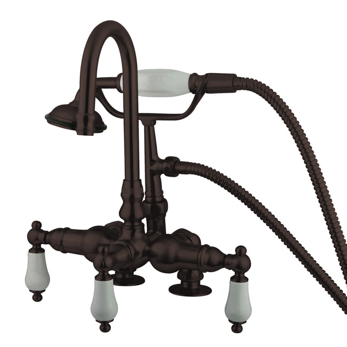 Vintage CC15T5 Three-Handle 2-Hole Deck Mount Clawfoot Tub Faucet with Hand Shower, Oil Rubbed Bronze