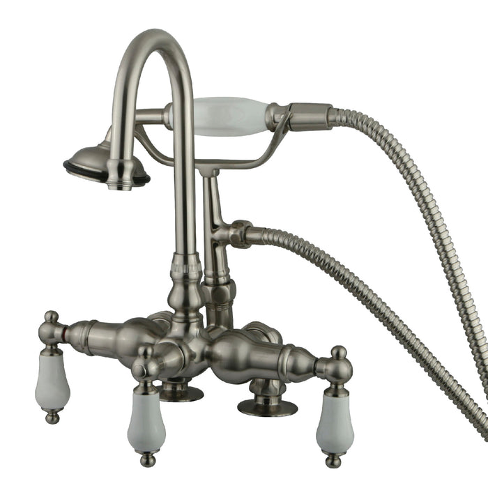 Vintage CC15T8 Three-Handle 2-Hole Deck Mount Clawfoot Tub Faucet with Hand Shower, Brushed Nickel