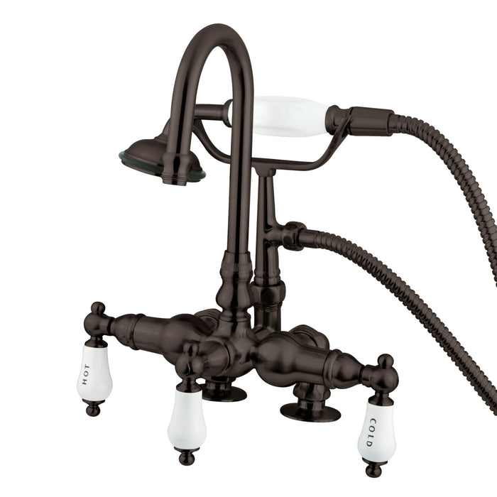 Vintage CC17T5 Three-Handle 2-Hole Deck Mount Clawfoot Tub Faucet with Hand Shower, Oil Rubbed Bronze