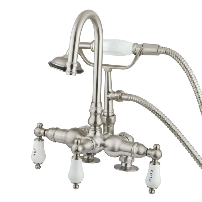 Vintage CC17T8 Three-Handle 2-Hole Deck Mount Clawfoot Tub Faucet with Hand Shower, Brushed Nickel