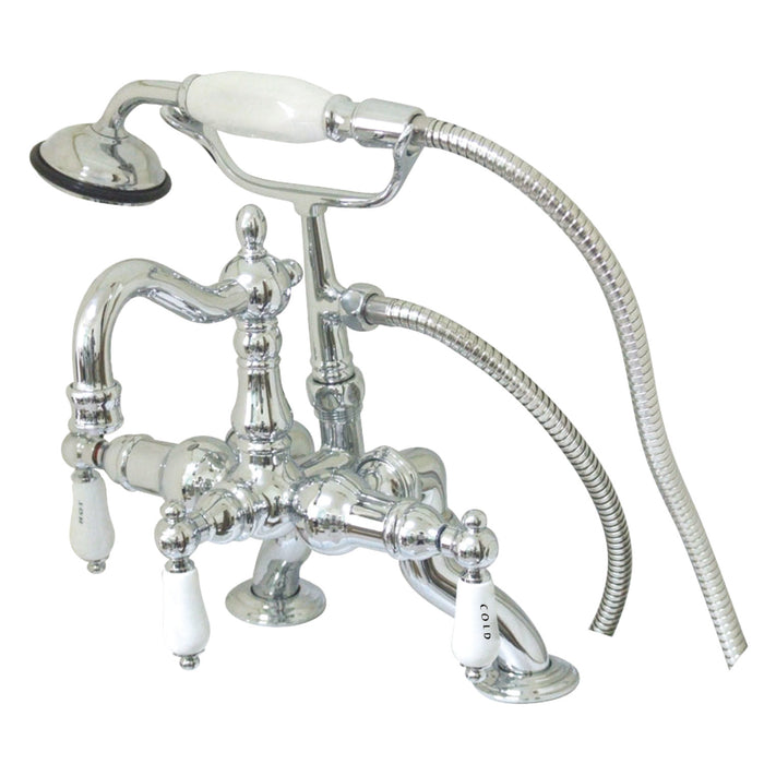 Vintage CC2010T1 Three-Handle 2-Hole Deck Mount Clawfoot Tub Faucet with Hand Shower, Polished Chrome