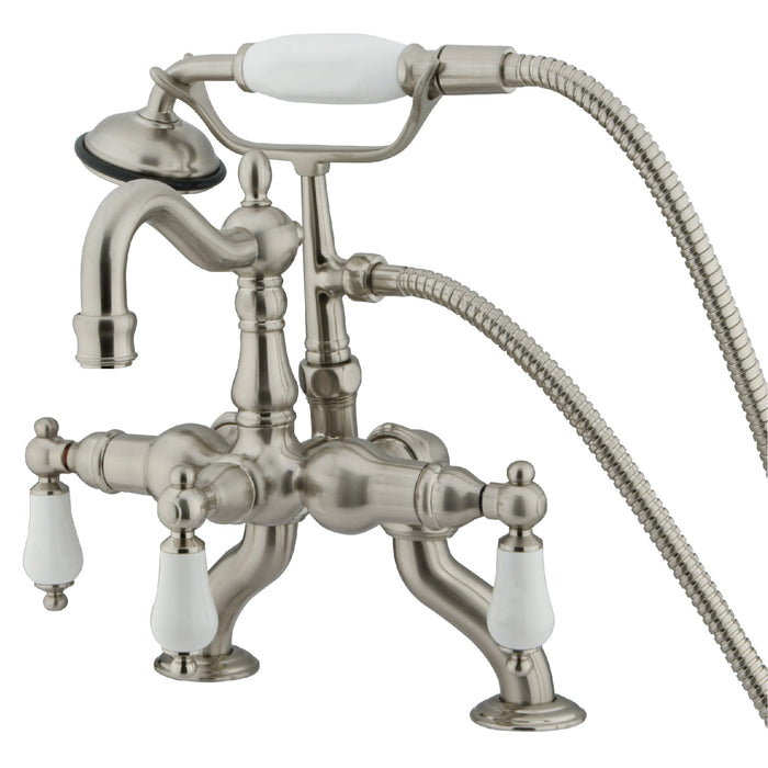 Vintage CC2011T8 Three-Handle 2-Hole Deck Mount Clawfoot Tub Faucet with Hand Shower, Brushed Nickel