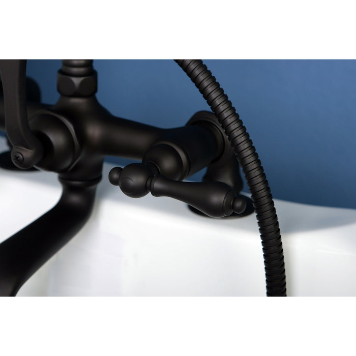 Kingston Heirloom CC203T5 - Vintage Three-Handle 2-Hole Deck-Mount Clawfoot Tub Faucet with Hand Shower, Oil Rubbed Bronze