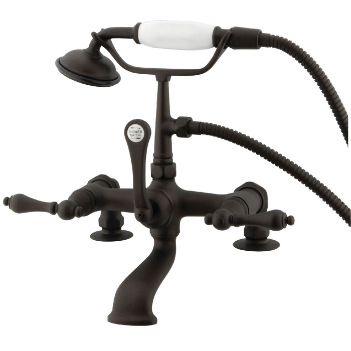 Kingston Heirloom CC203T5 - Vintage Three-Handle 2-Hole Deck-Mount Clawfoot Tub Faucet with Hand Shower, Oil Rubbed Bronze