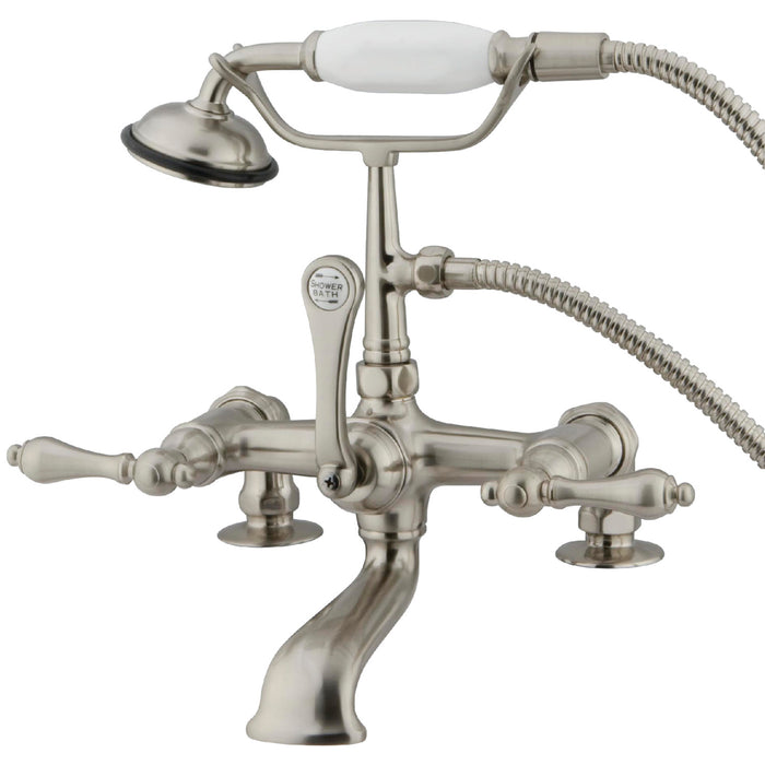 Vintage CC203T8 Three-Handle 2-Hole Deck Mount Clawfoot Tub Faucet with Hand Shower, Brushed Nickel