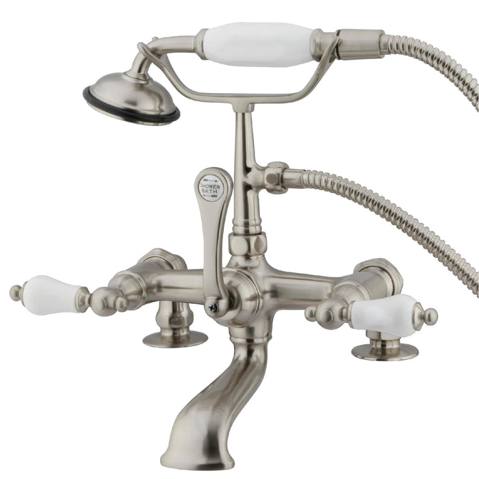 Vintage CC205T8 Three-Handle 2-Hole Deck Mount Clawfoot Tub Faucet with Hand Shower, Brushed Nickel